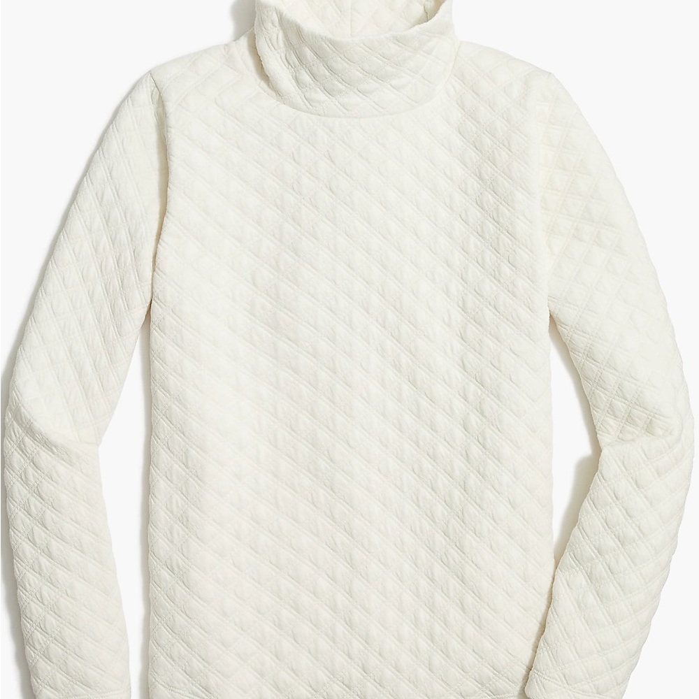 J. Crew Quilted Ivory Mockneck pullover